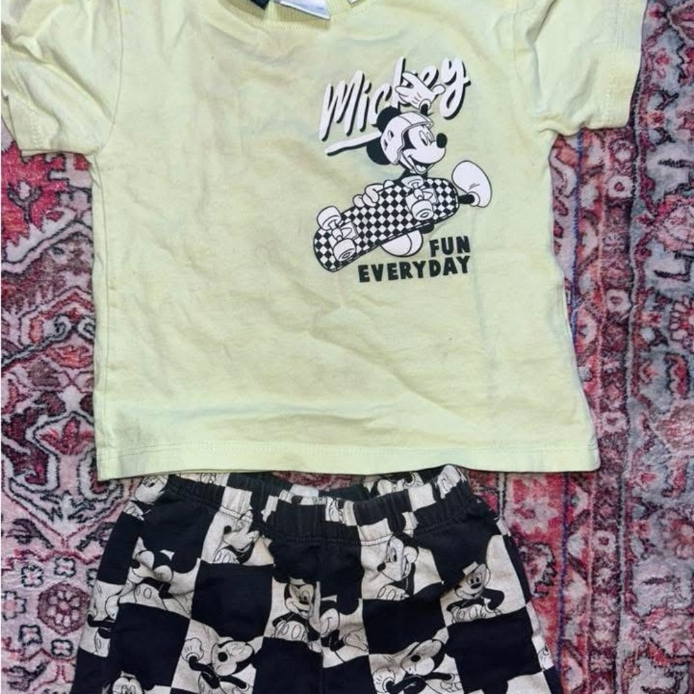 Zara Mickey Mouse Graphic Tee and Shorts Set